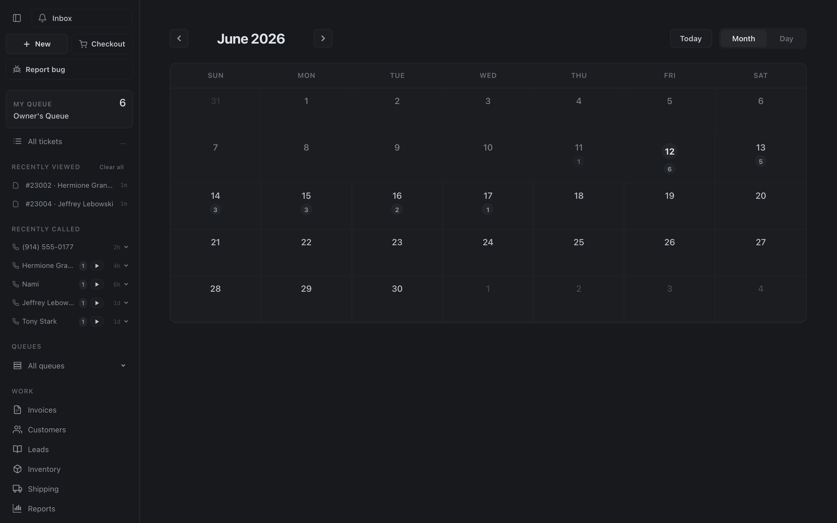 The appointment calendar