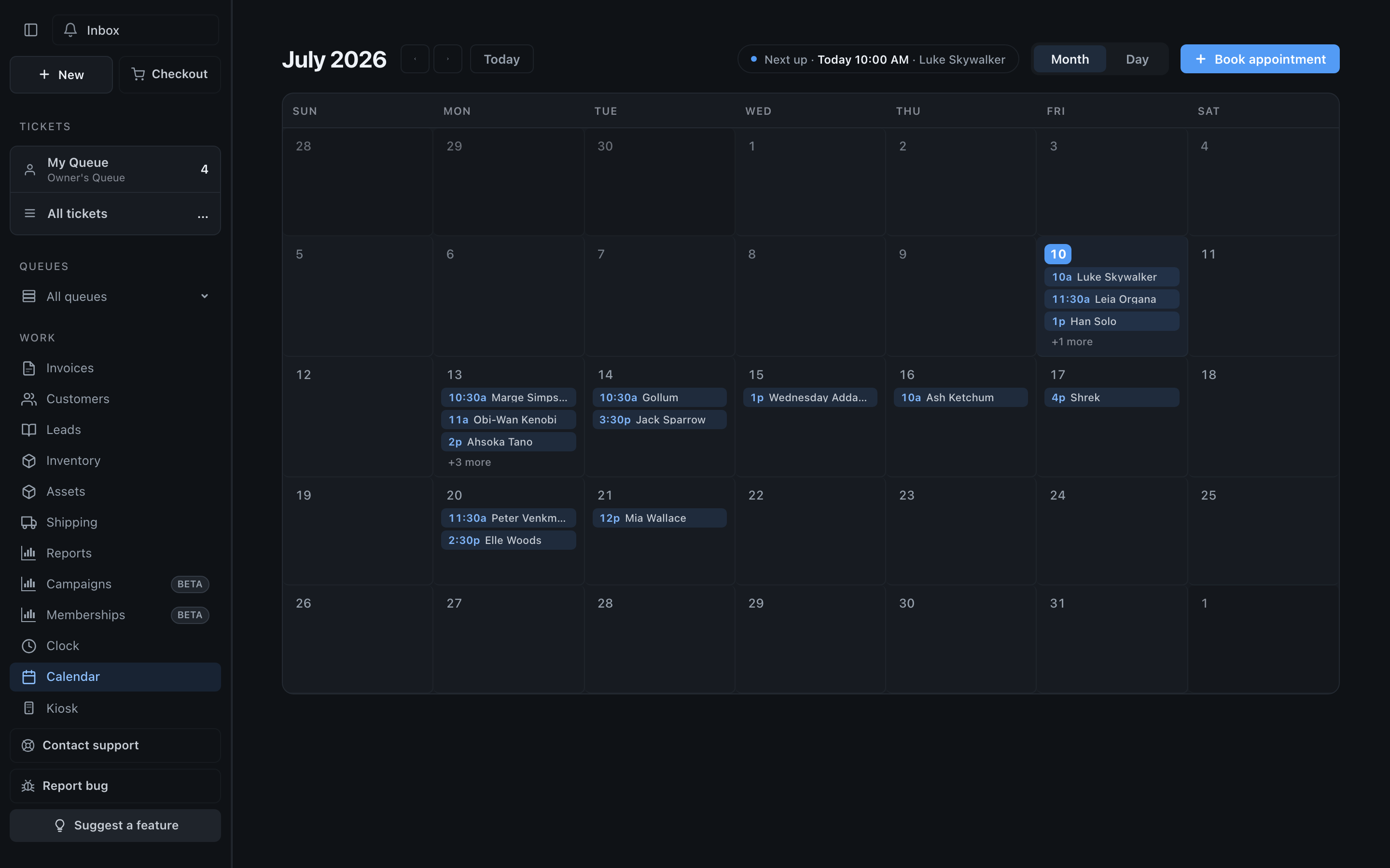 The appointment calendar
